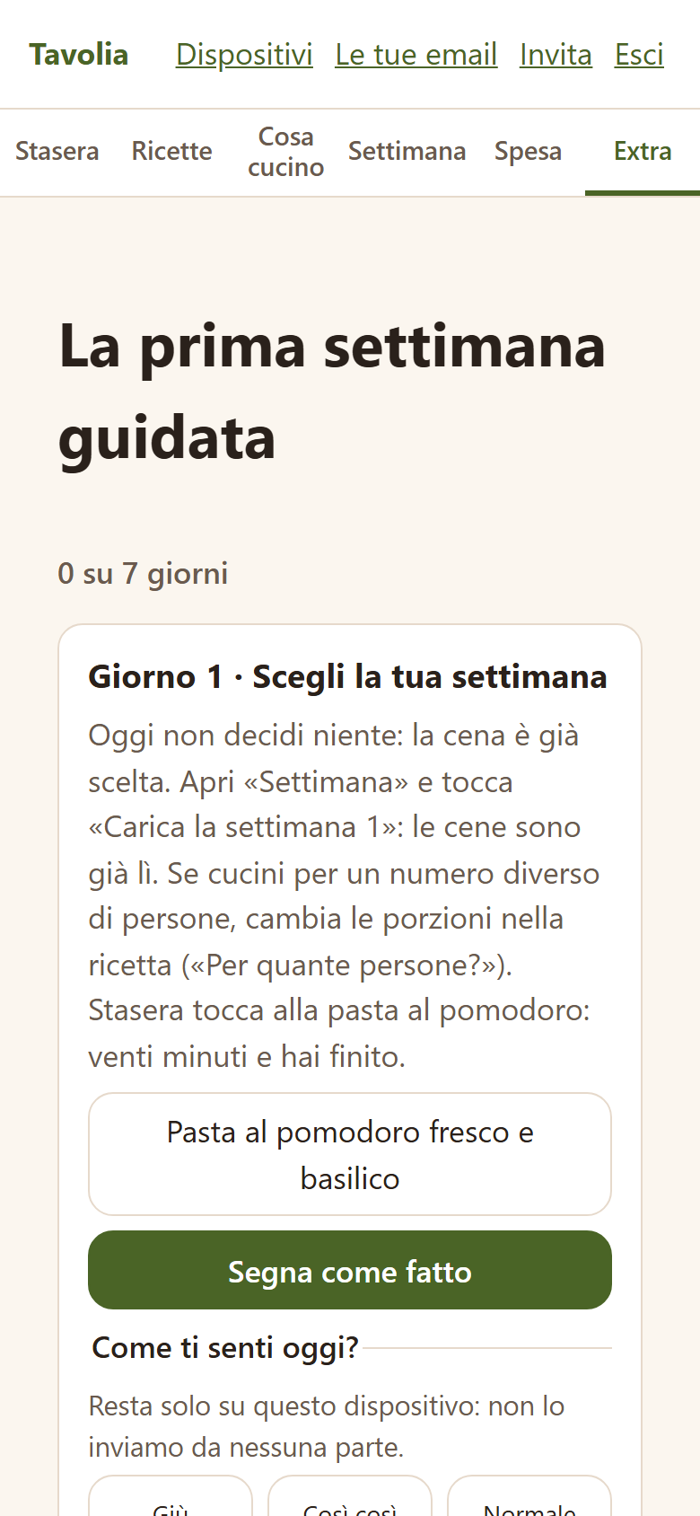 Il primo giorno della settimana guidata