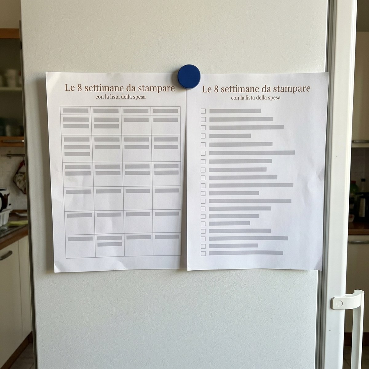 Le 8 settimane da stampare, con la lista della spesa